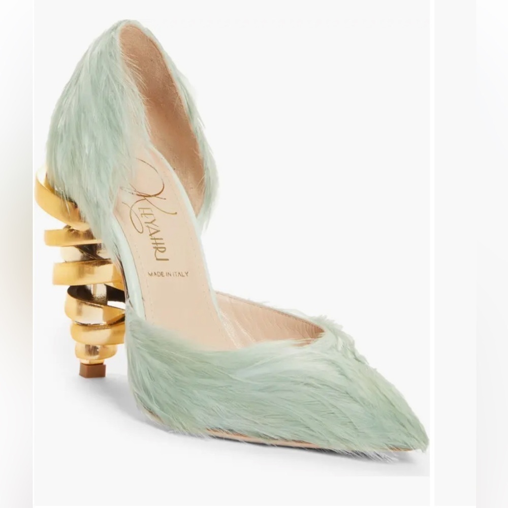 Keeyahri Jenine fairytale pointed toe d’Orsay pump mint green heels shoes